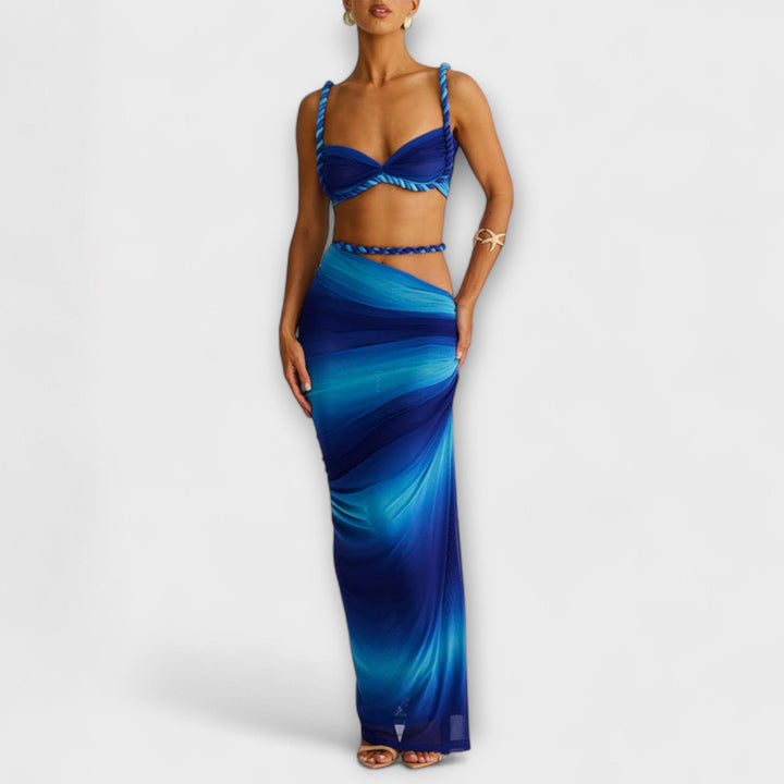 Jane – Gradient Braided Crop Top & Overskirt Set