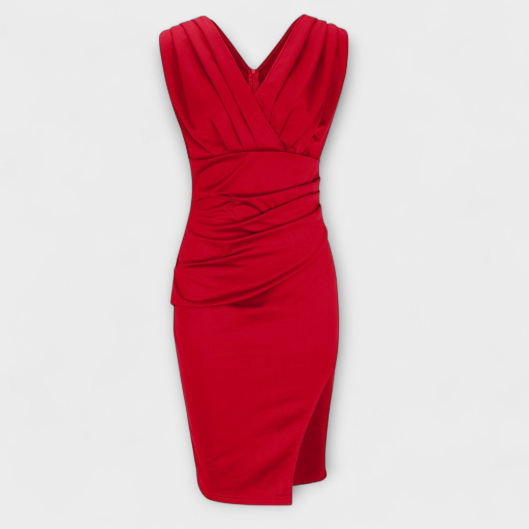 Desi – V-Neck Thigh-Slit Dress