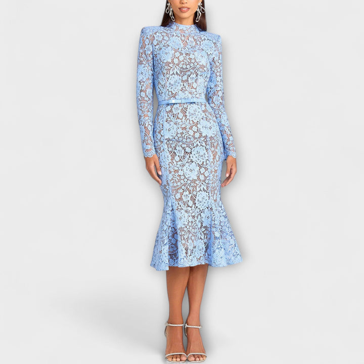 Freya – Elegant Floral Lace Midi Dress