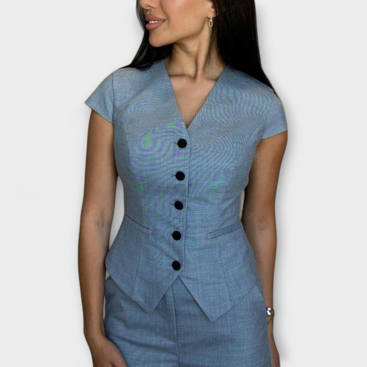 Ivy – Chic V-Neck Top & Trouser Set