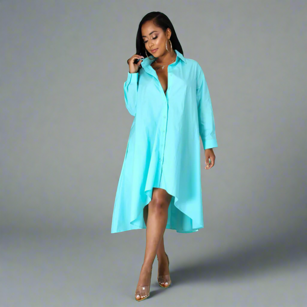 Gisberta | Elegant shirt dress with flowing premium fabric for stylish autumn days