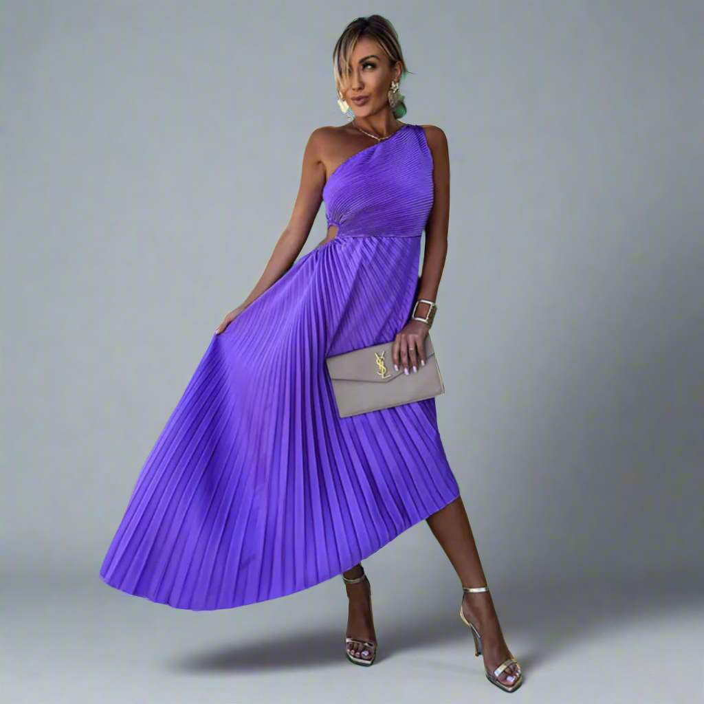 Drosmara | Midi Dress with Elegant Shoulder Detail