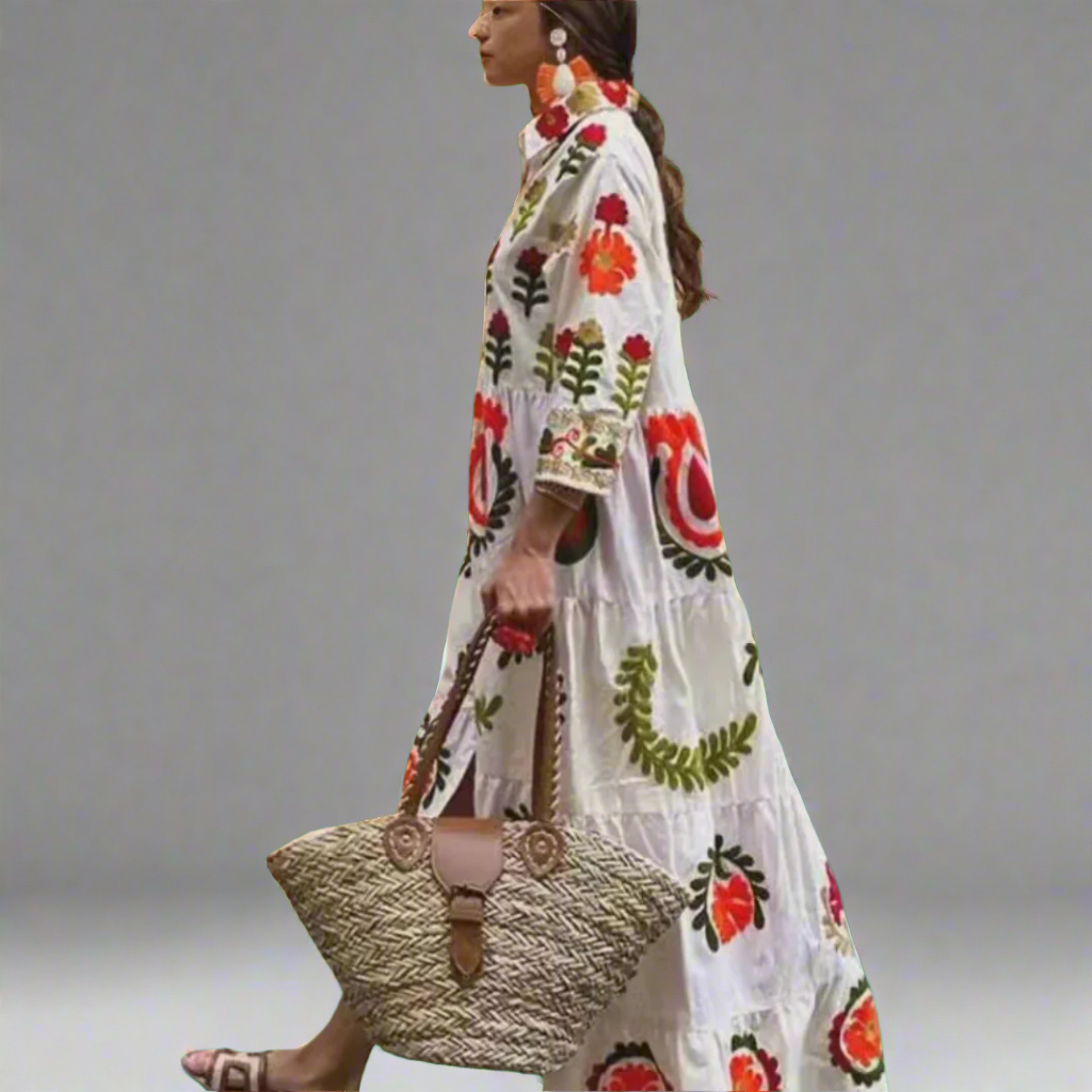 Lenora | Colorful summer dress with handcrafted details
