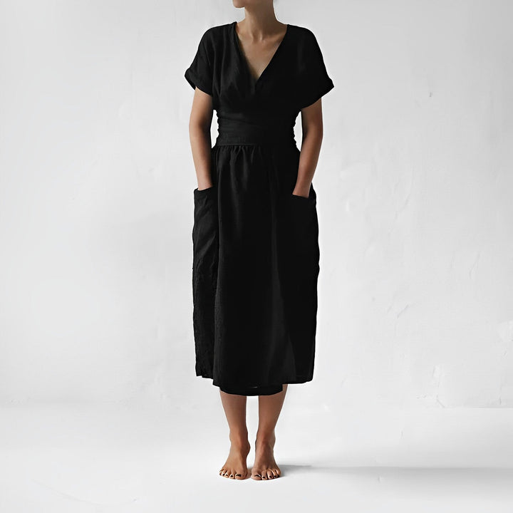 Ilse™ | Elegant Midi Dress with Belt & Side Pockets
