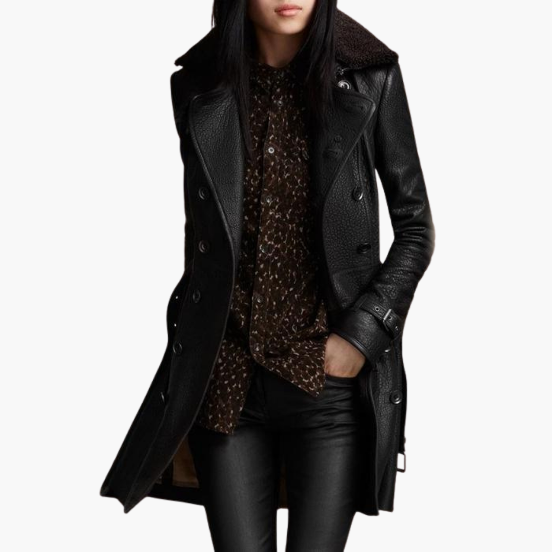 Selena | Faux Leather Trench Coat