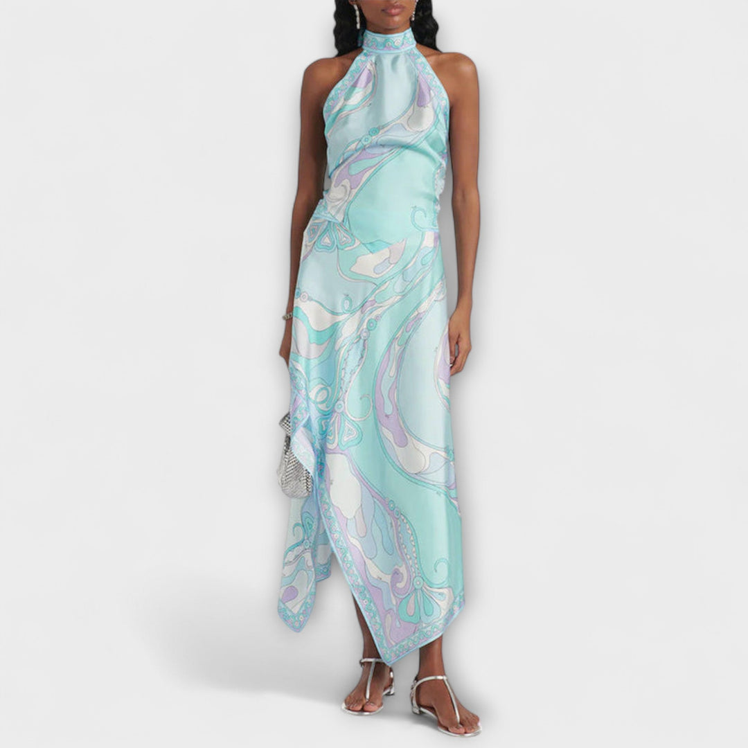 Everly – Halterneck Top & Asymmetric Midi Skirt Set