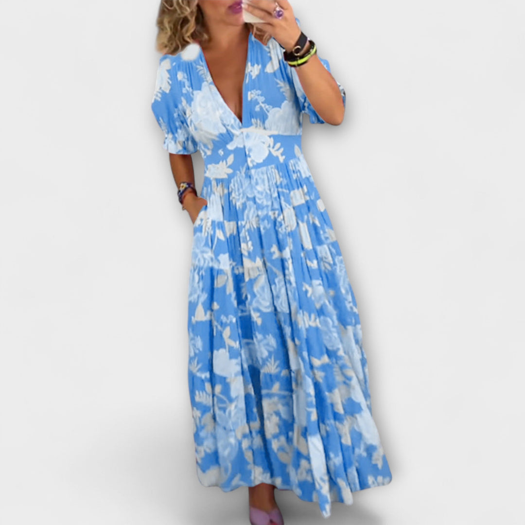 Catriona – Floral V-Neck Pocket Dress