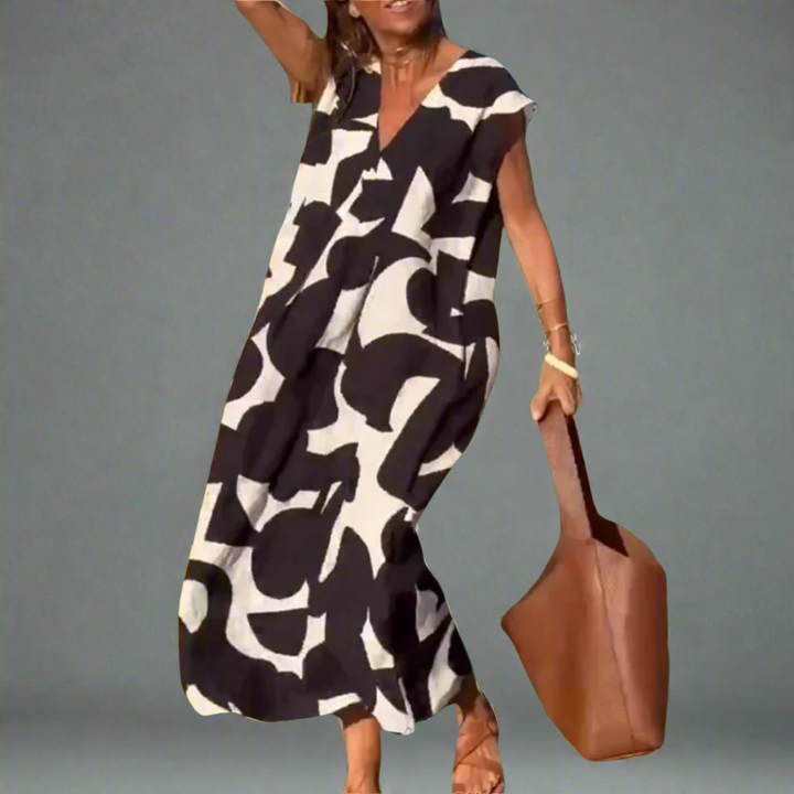 Zelda | Printed V-neck dress made of premium fabric