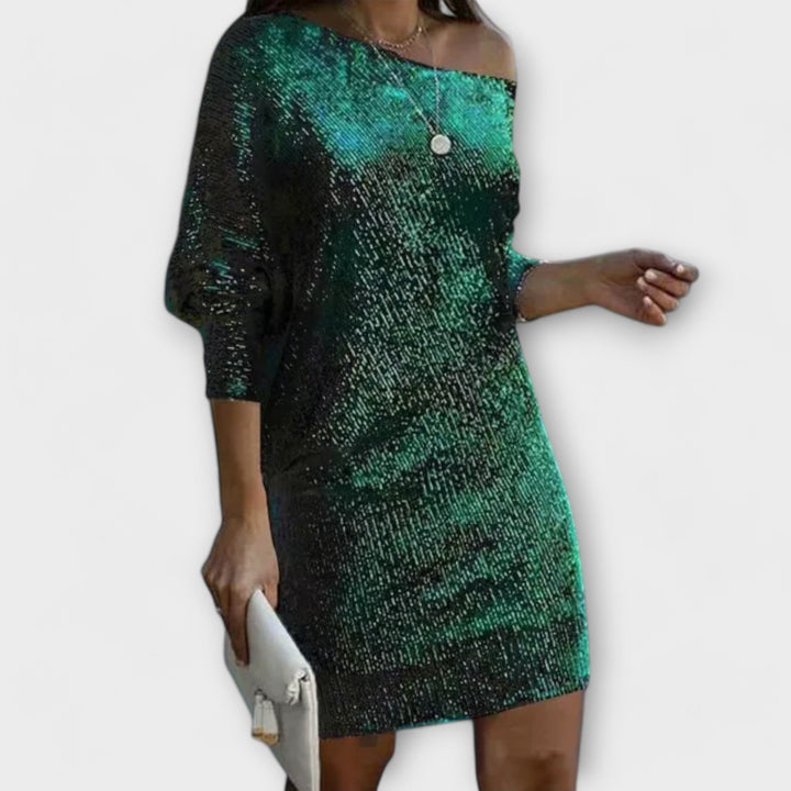 Sirva | Party dress with sequins and contrast