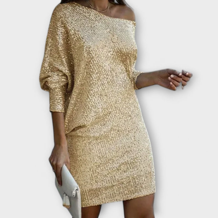 Sirva | Party dress with sequins and contrast