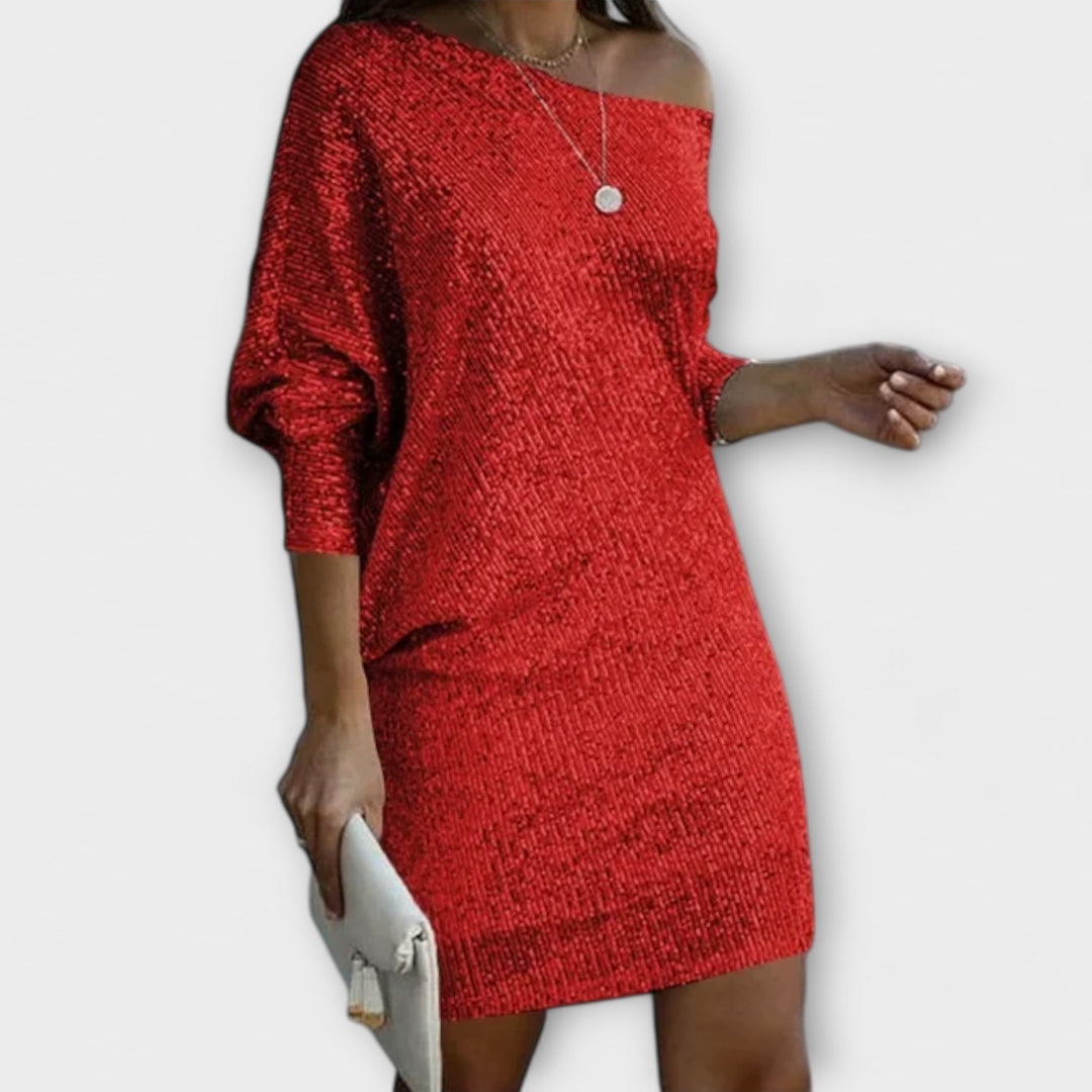 Sirva | Party dress with sequins and contrast
