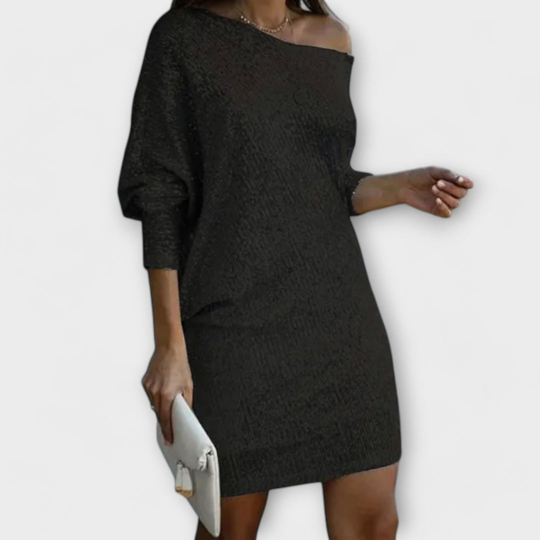 Sirva | Party dress with sequins and contrast