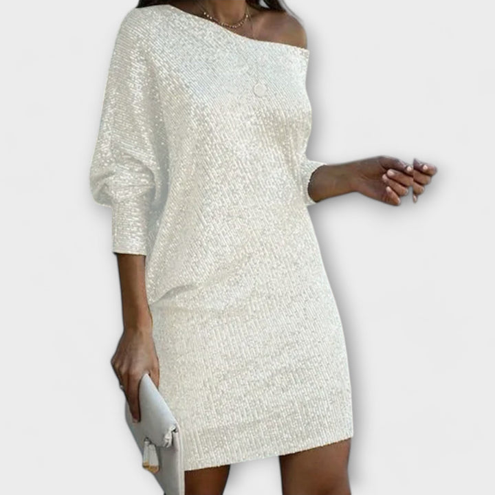 Sirva | Party dress with sequins and contrast