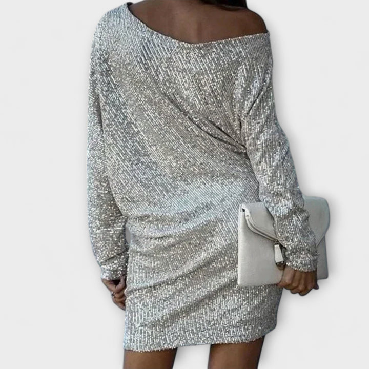 Sirva | Party dress with sequins and contrast