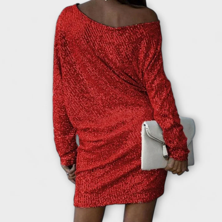 Sirva | Party dress with sequins and contrast