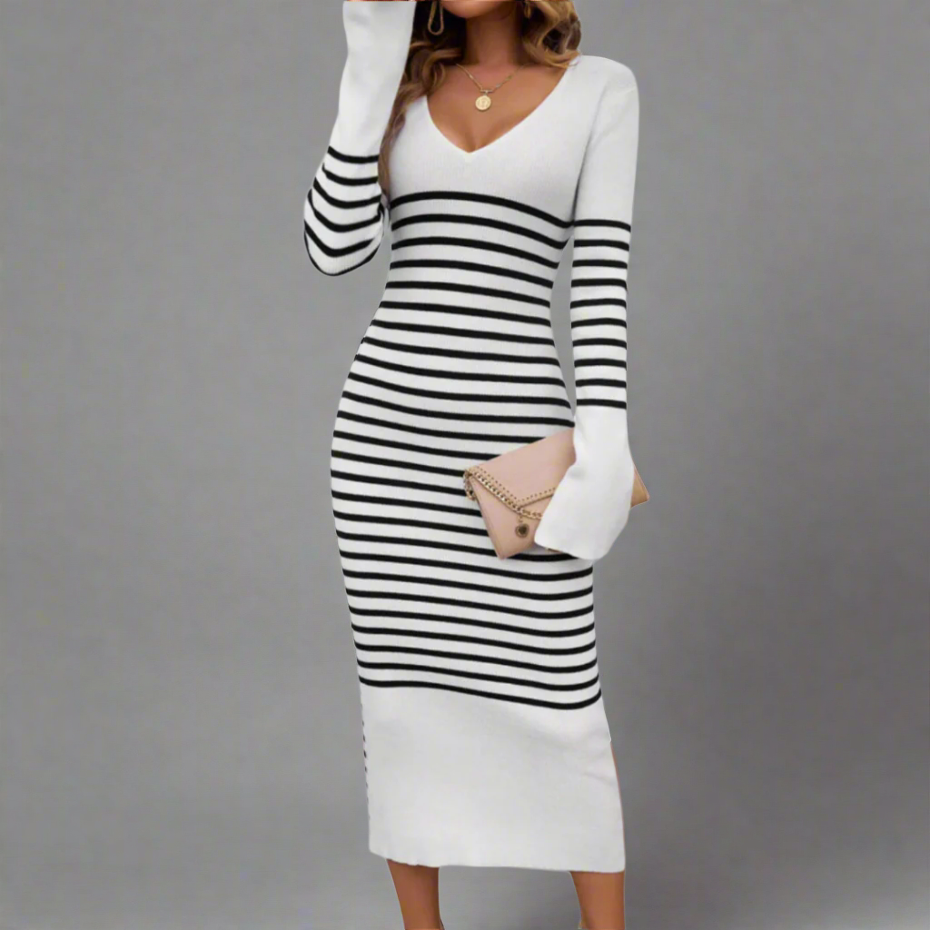 Johanna | Premium knitted dress with flattering V-neck