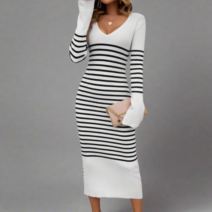 Johanna | Premium knitted dress with flattering V-neck