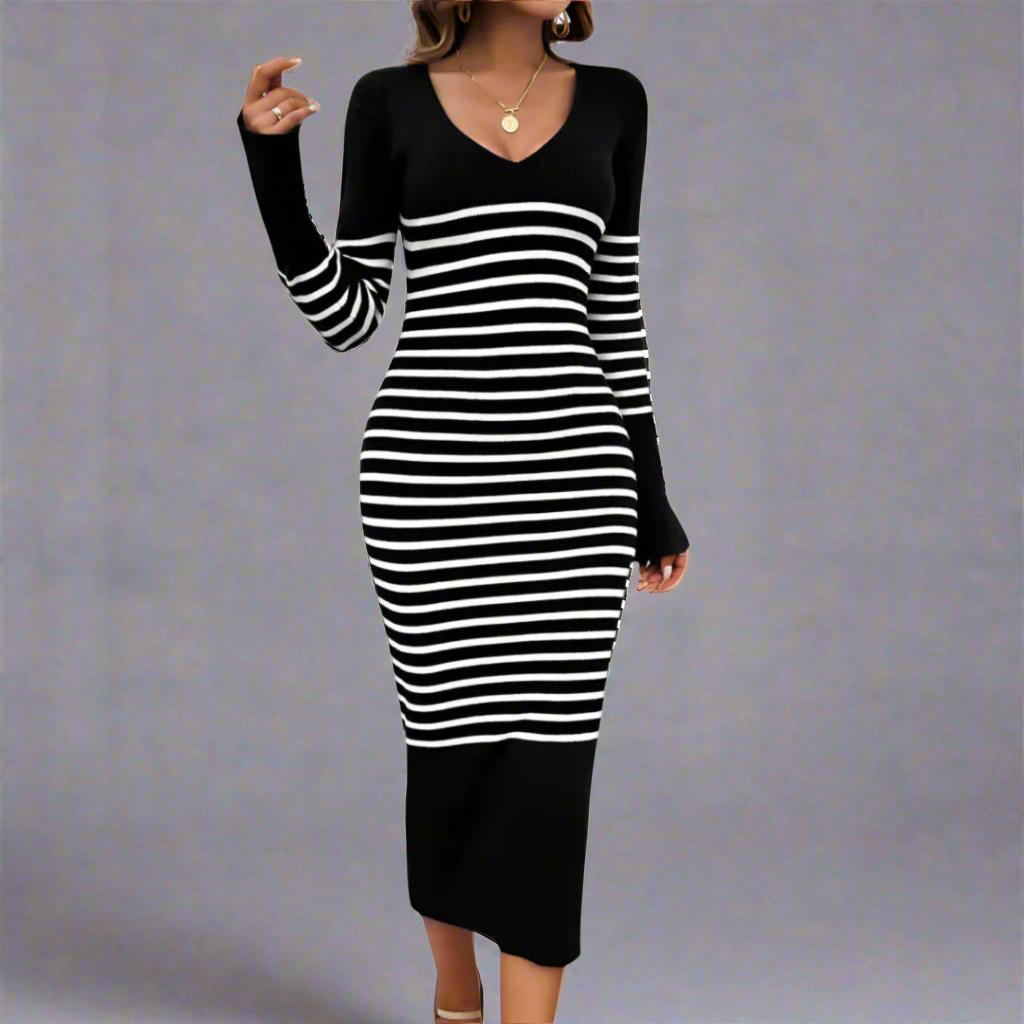Johanna | Premium knitted dress with flattering V-neck