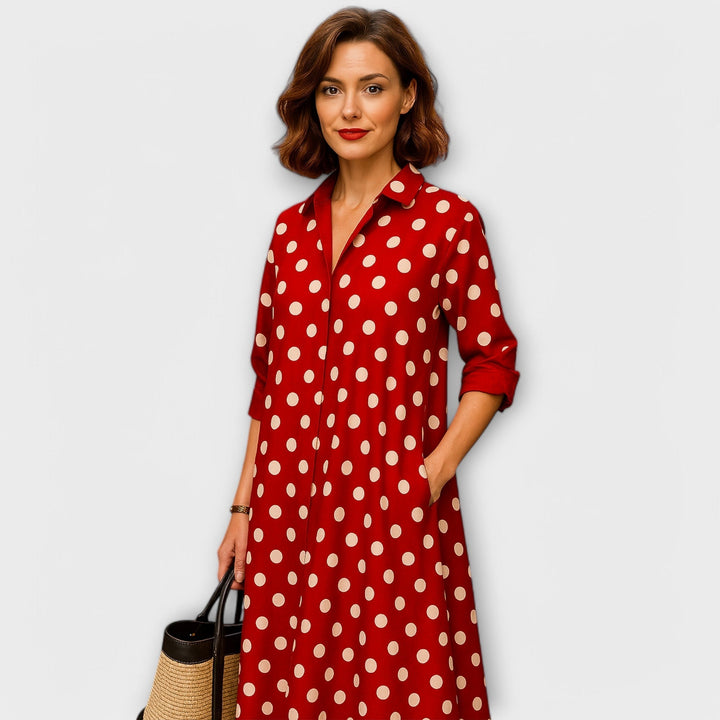 Sophie – Modern Shirt Dress with Collar & 3/4 Sleeves
