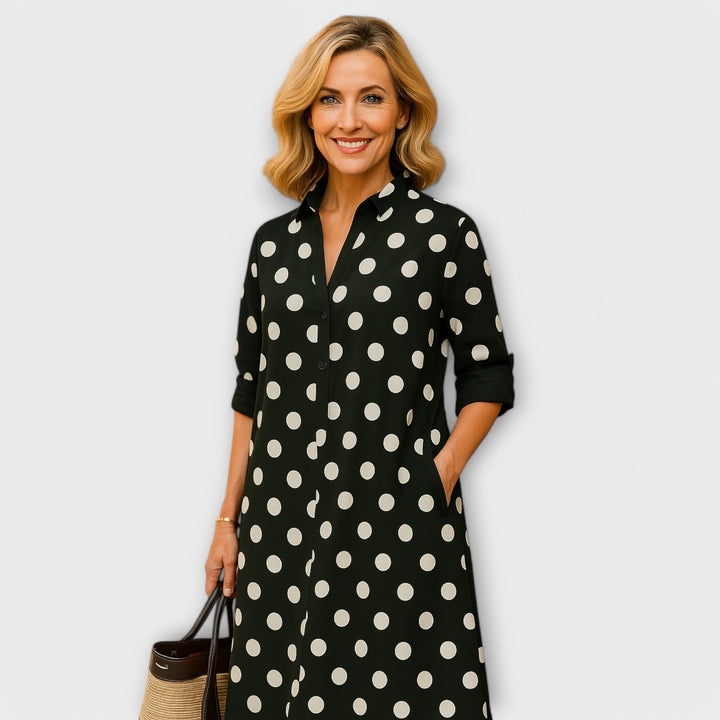 Sophie – Modern Shirt Dress with Collar & 3/4 Sleeves