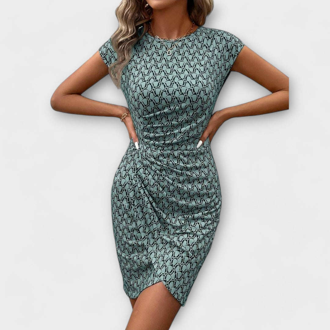 Emma – Short-Sleeved Tulip Dress with All-Over Print