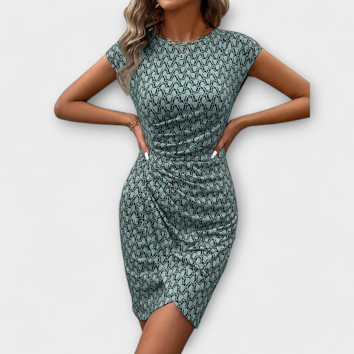 Emma – Short-Sleeved Tulip Dress with All-Over Print