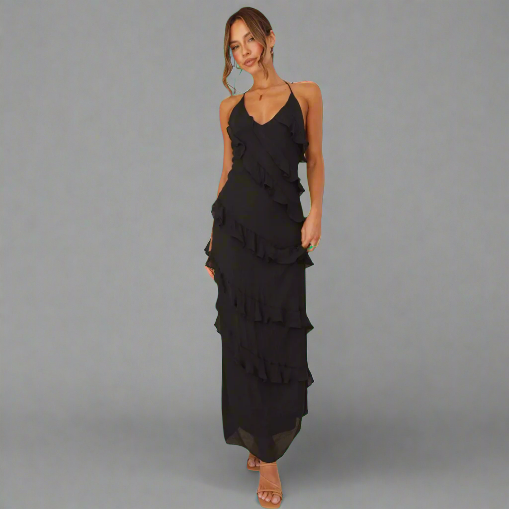 Sieglinde | Maxi dress in lemon made from airy premium viscose