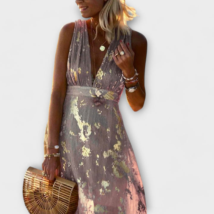 Anne | Flowing dress with V-neck and sequin details