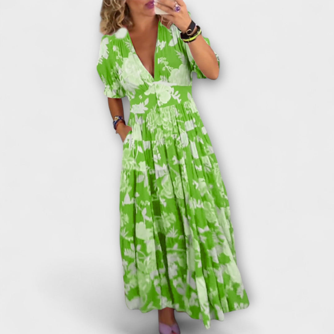 Catriona – Floral V-Neck Pocket Dress
