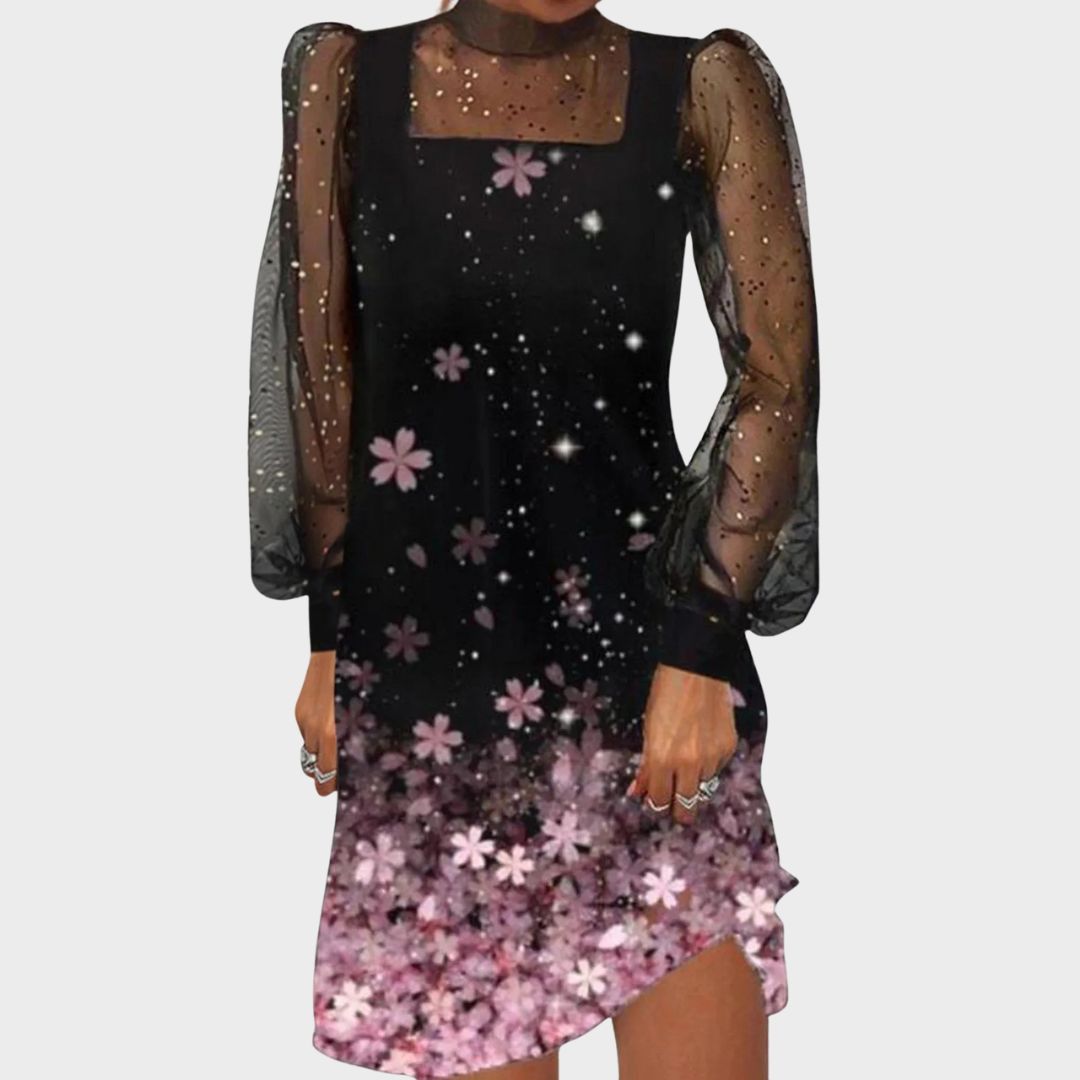 Celeste™ | Floral Mesh Cocktail Dress with Sleeveless Cut