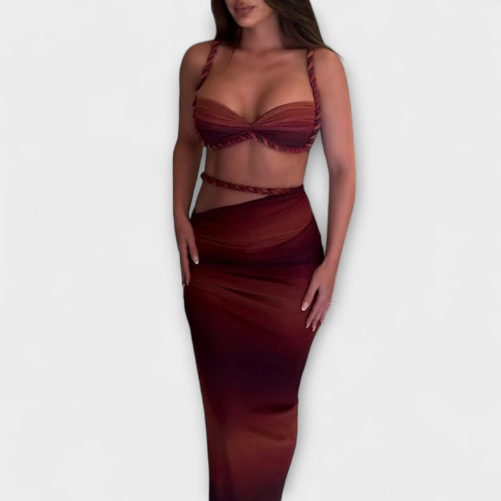 Jane – Gradient Braided Crop Top & Overskirt Set