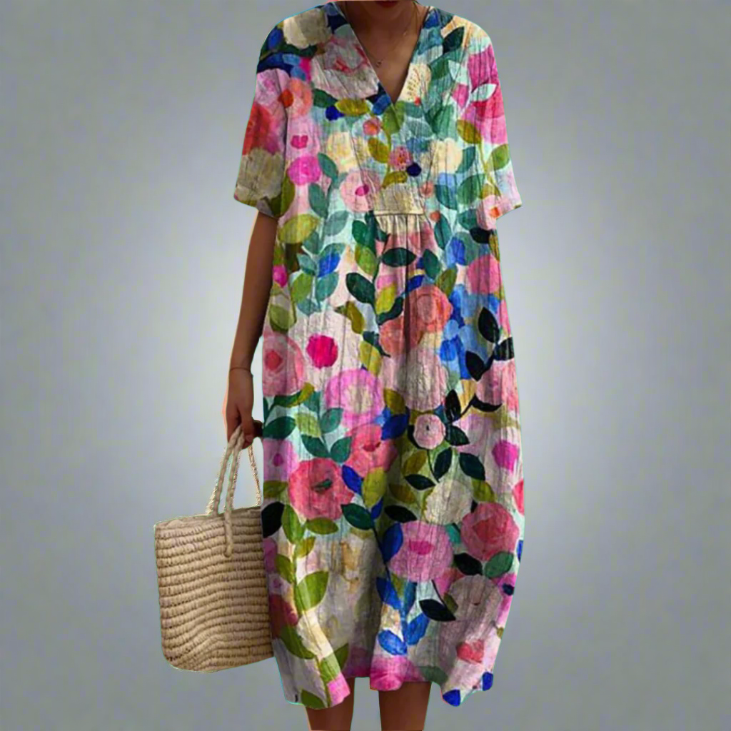 Vroni | Summer dress with floral pattern made of high-quality fabric