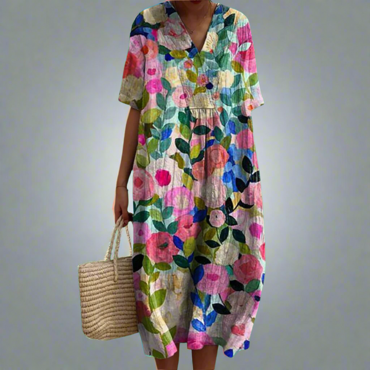 Vroni | Summer dress with floral pattern made of high-quality fabric