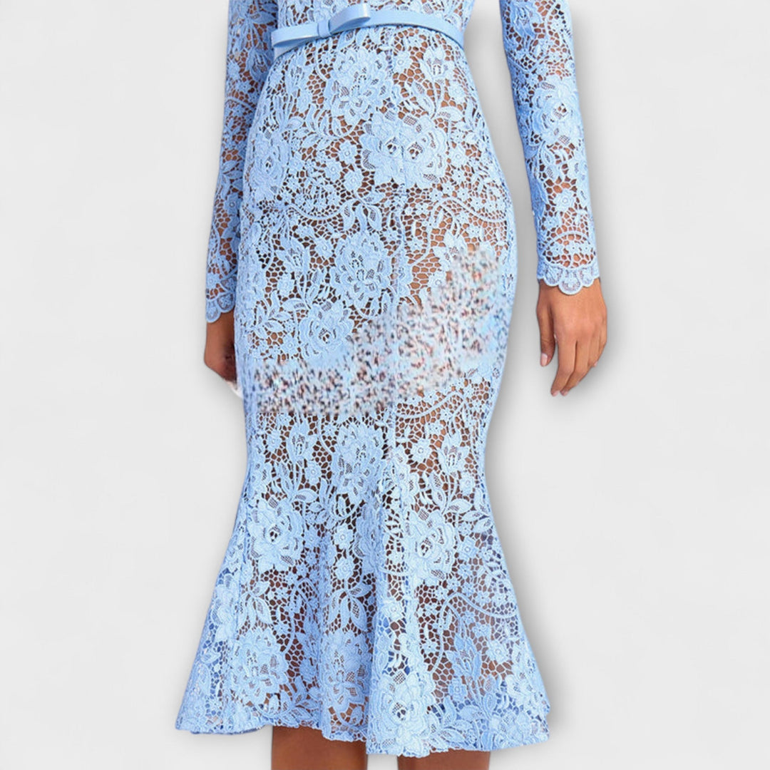 Freya – Elegant Floral Lace Midi Dress