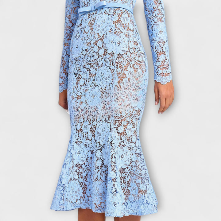 Freya – Elegant Floral Lace Midi Dress