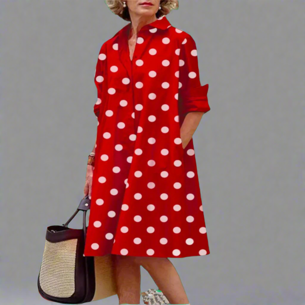 Carola | Handmade premium midi dress with polka dots