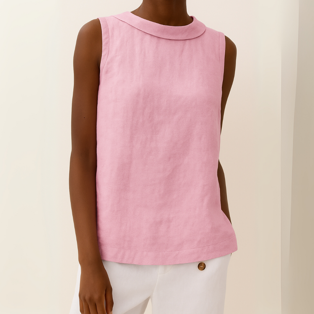 Avice™ | Sleeveless Rolled Collar Top: