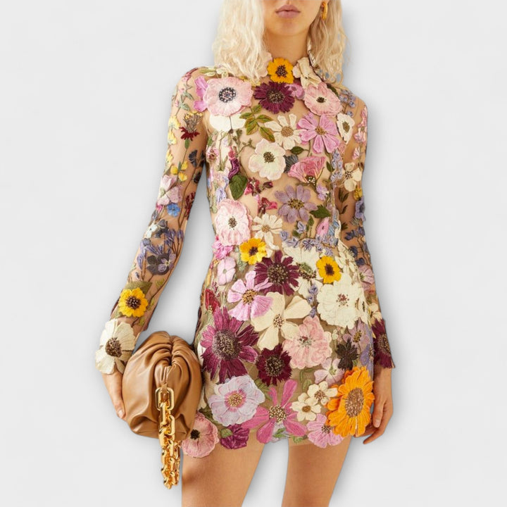 Dolores | Dress with 3D flower pattern