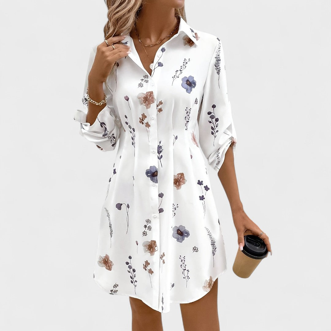 Evelyn™ | Elegant Floral Shirt Dress