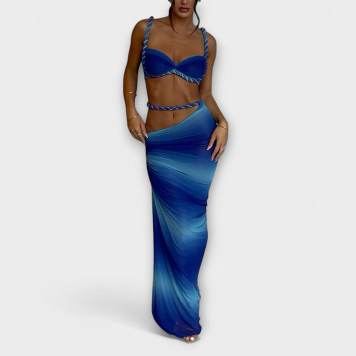 Jane – Gradient Braided Crop Top & Overskirt Set
