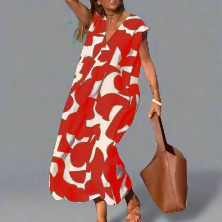 Zelda | Printed V-neck dress made of premium fabric