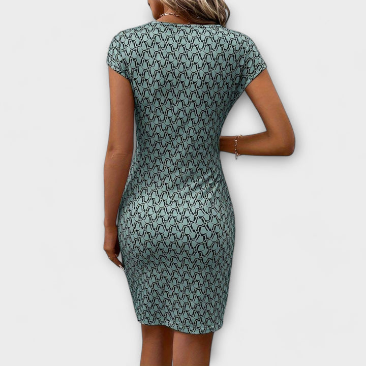 Emma – Short-Sleeved Tulip Dress with All-Over Print