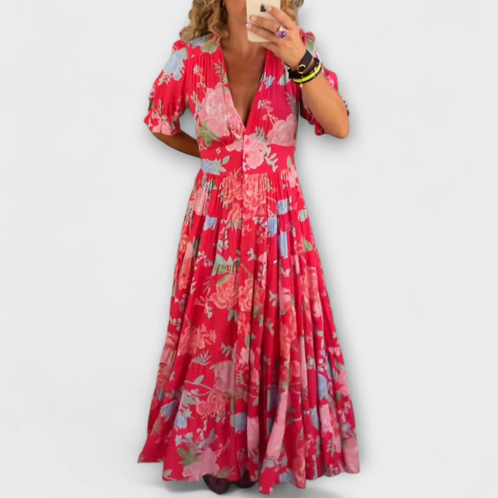 Catriona – Floral V-Neck Pocket Dress