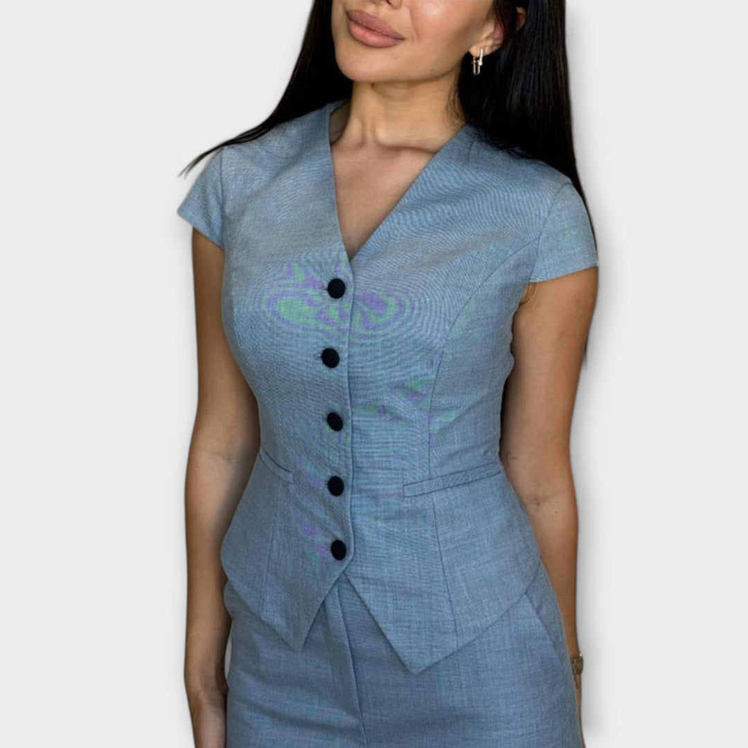 Ivy – Chic V-Neck Top & Trouser Set