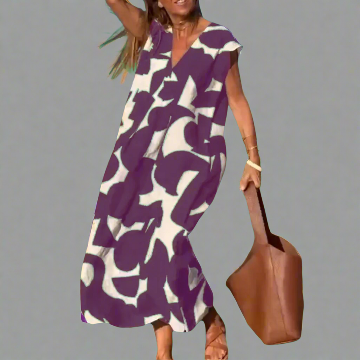 Zelda | Printed V-neck dress made of premium fabric