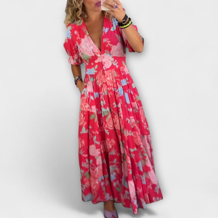 Catriona – Floral V-Neck Pocket Dress