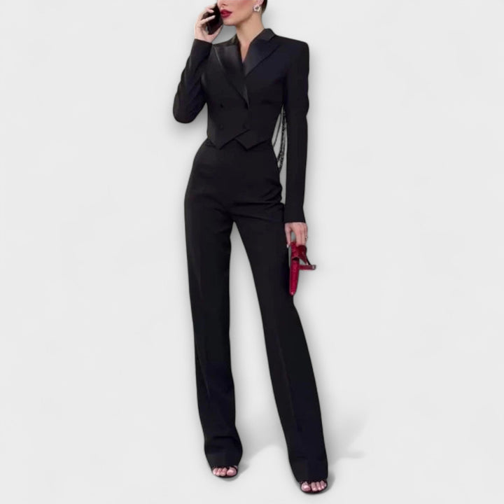Noa – Pearl-Embellished Backless Blazer Co-Ord Set