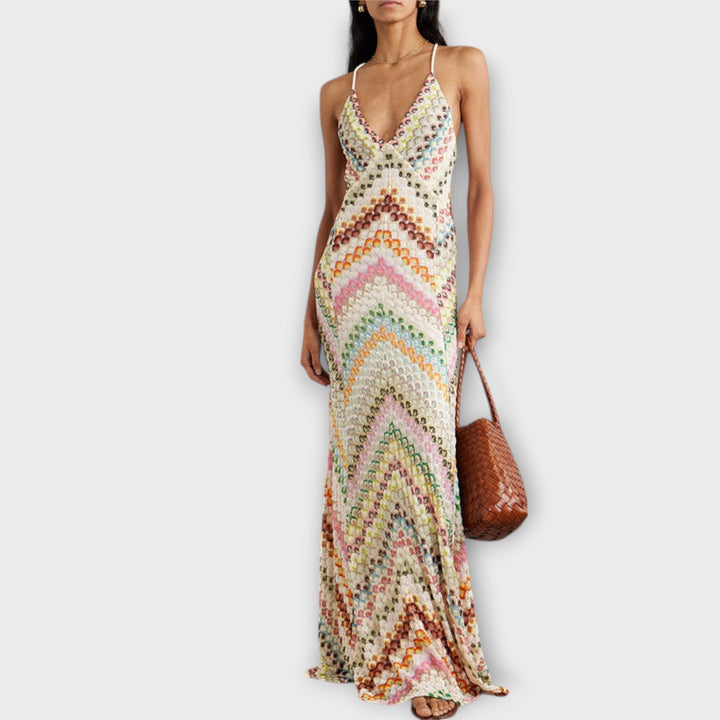 Remi – Missoni-Style Colourful Chevron Maxi Dress