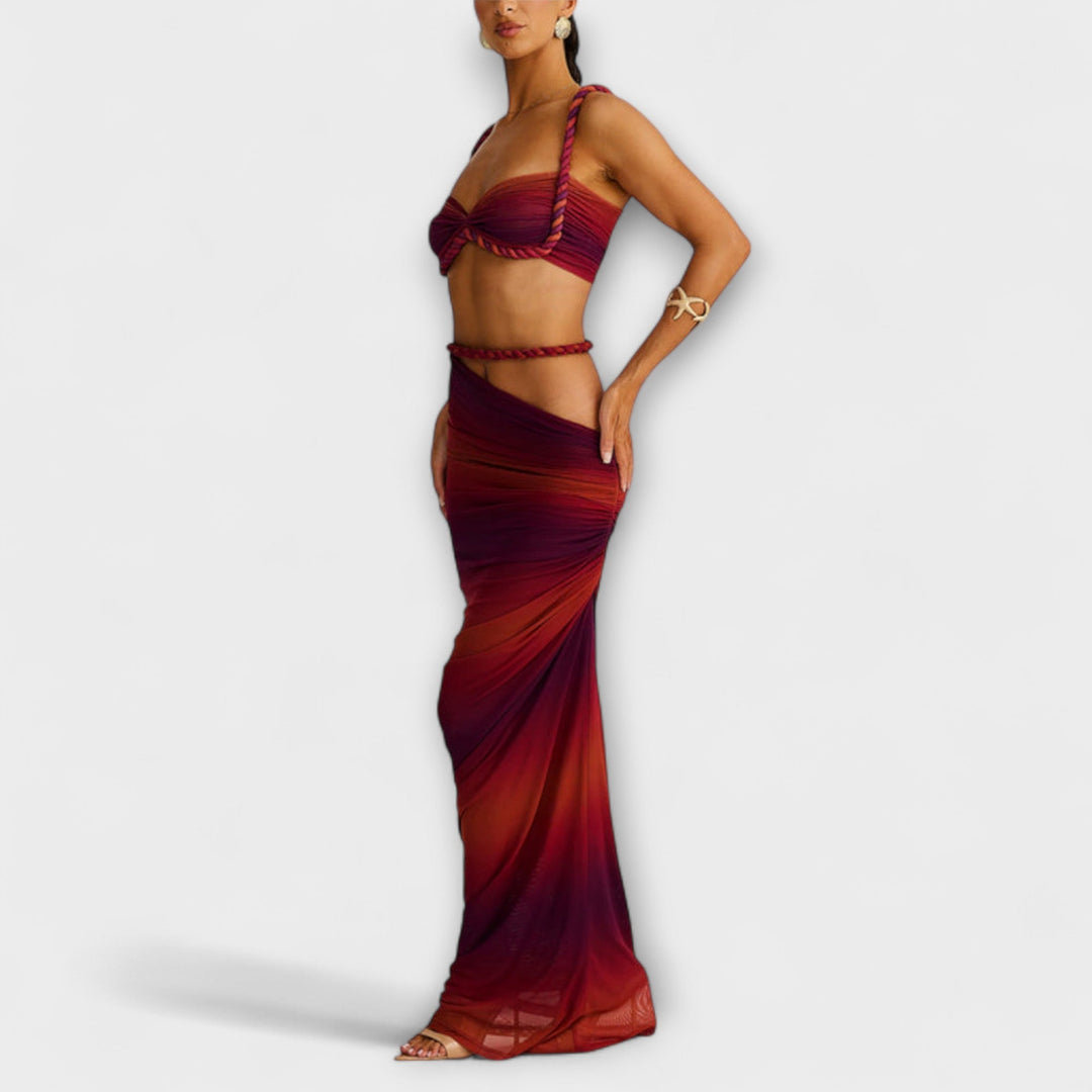 Jane – Gradient Braided Crop Top & Overskirt Set
