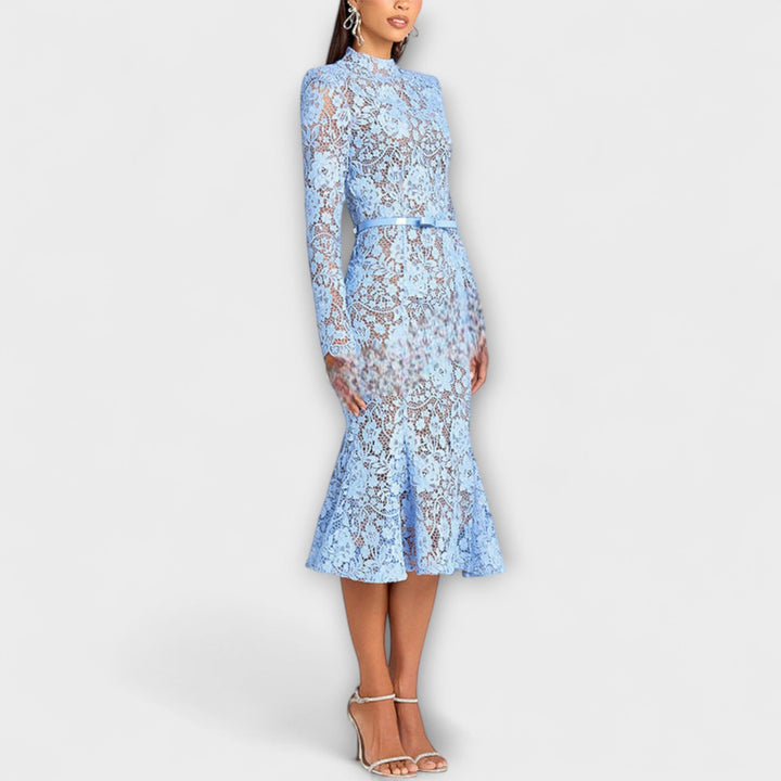 Freya – Elegant Floral Lace Midi Dress